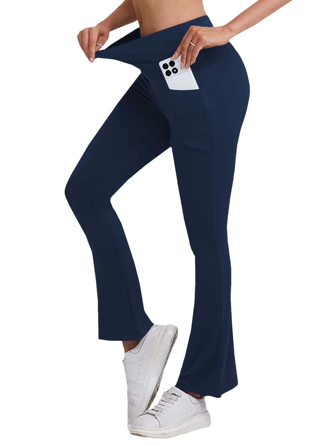 Women'S Super Soft Flare Pants with Pockets High Waisted Tummy Control Workout Yoga Push up Gym Fitness Leggings Bell Bottoms