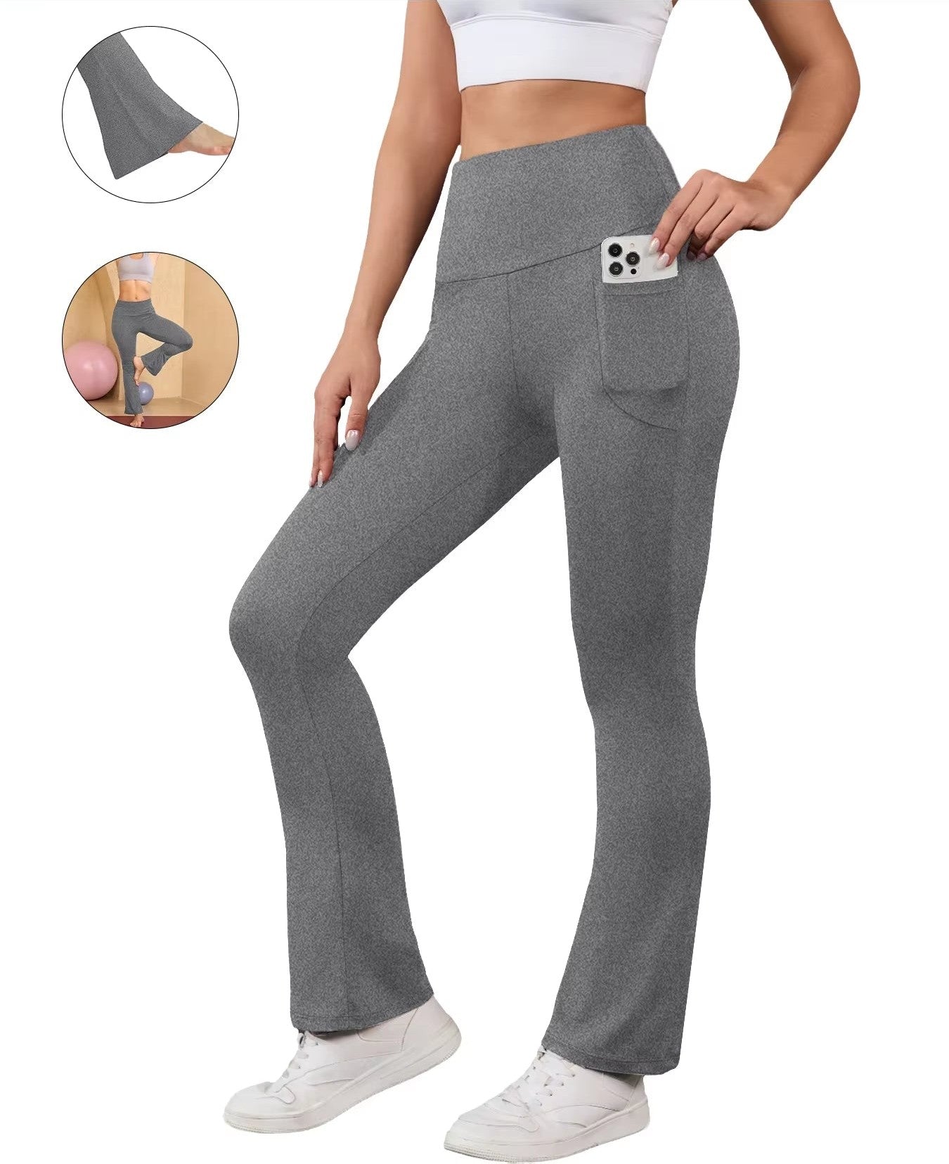 HushGlow SculptFlare™ Pocket Leggings — Bootcut Yoga Pants with Tummy Control
