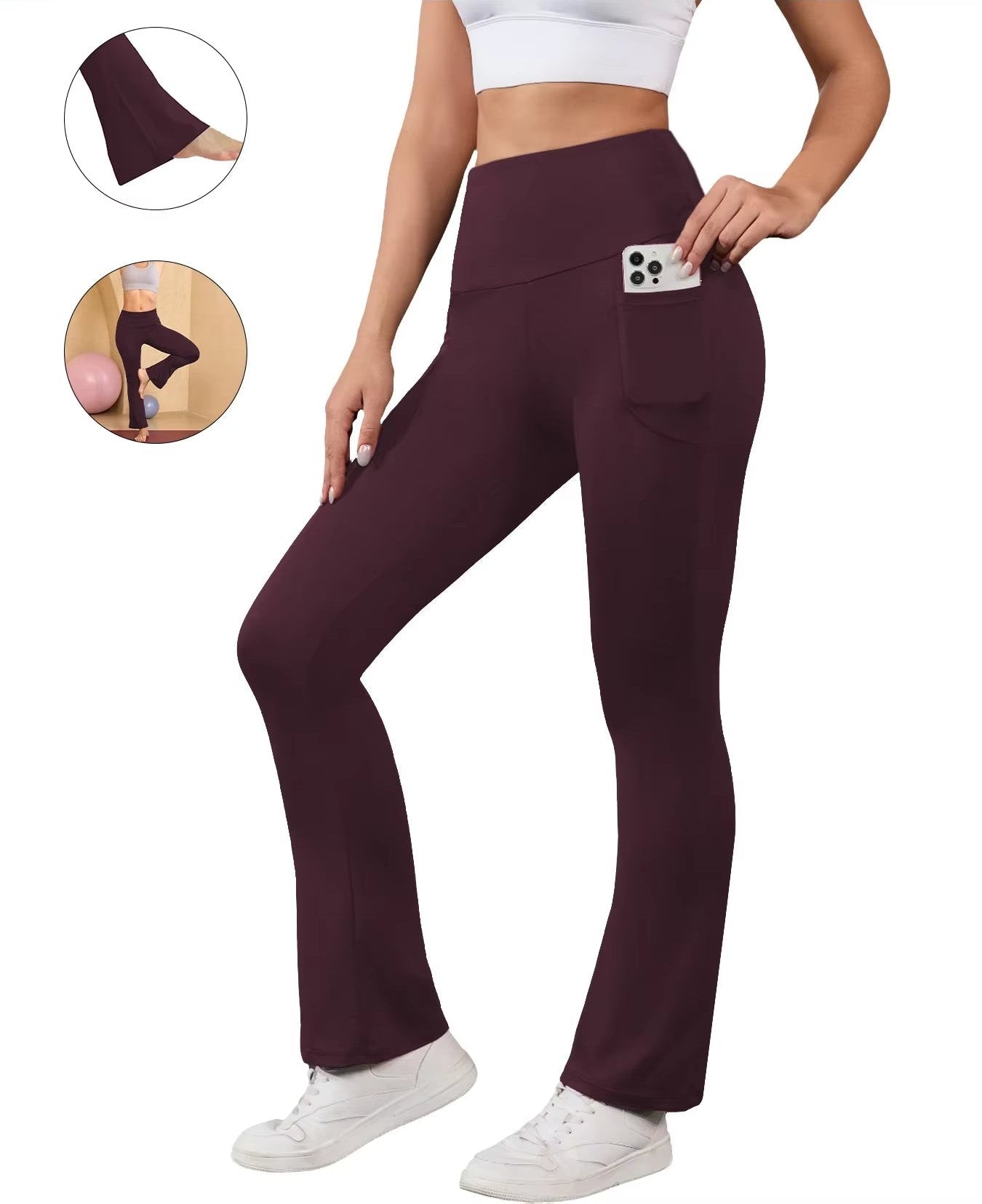 HushGlow SculptFlare™ Pocket Leggings — Bootcut Yoga Pants with Tummy Control