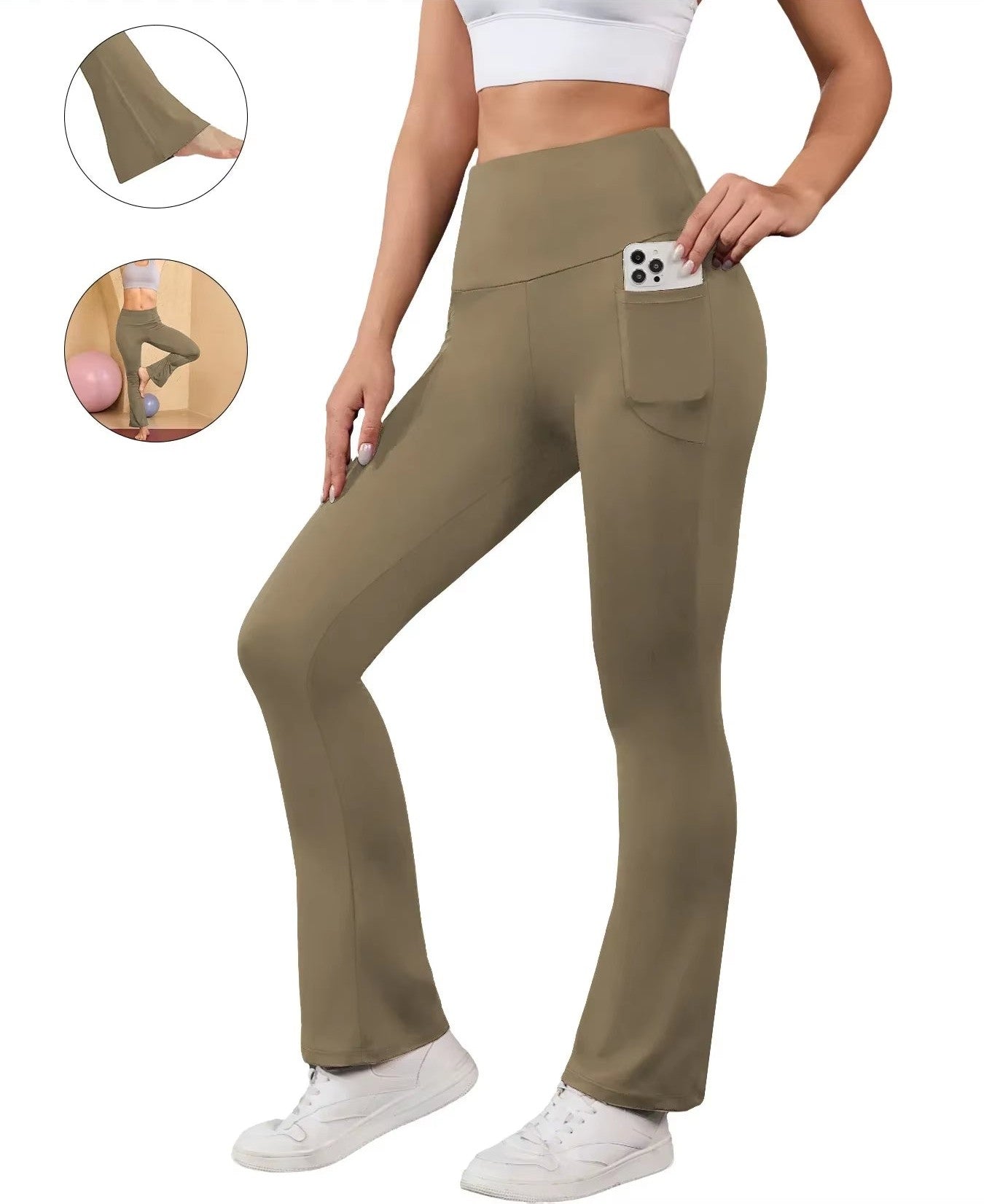 HushGlow SculptFlare™ Pocket Leggings — Bootcut Yoga Pants with Tummy Control