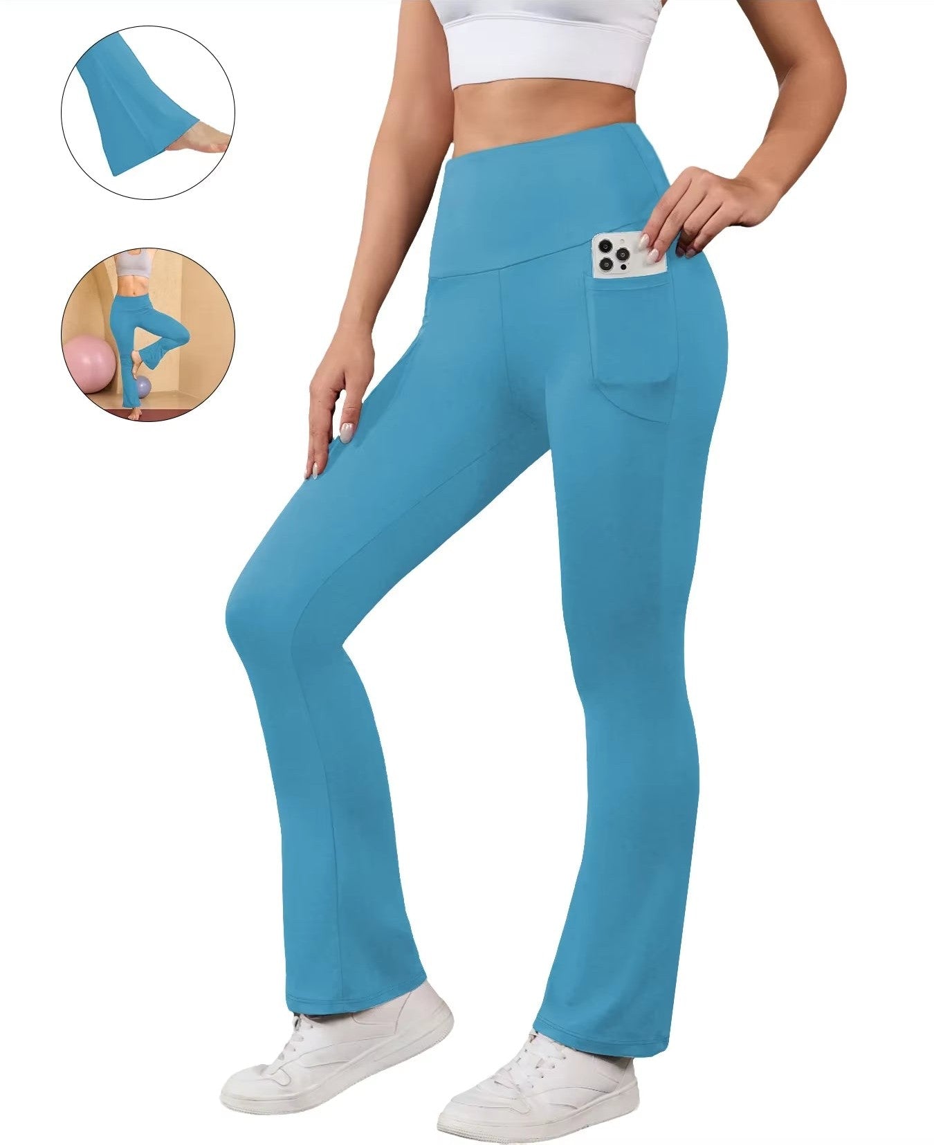 HushGlow SculptFlare™ Pocket Leggings — Bootcut Yoga Pants with Tummy Control