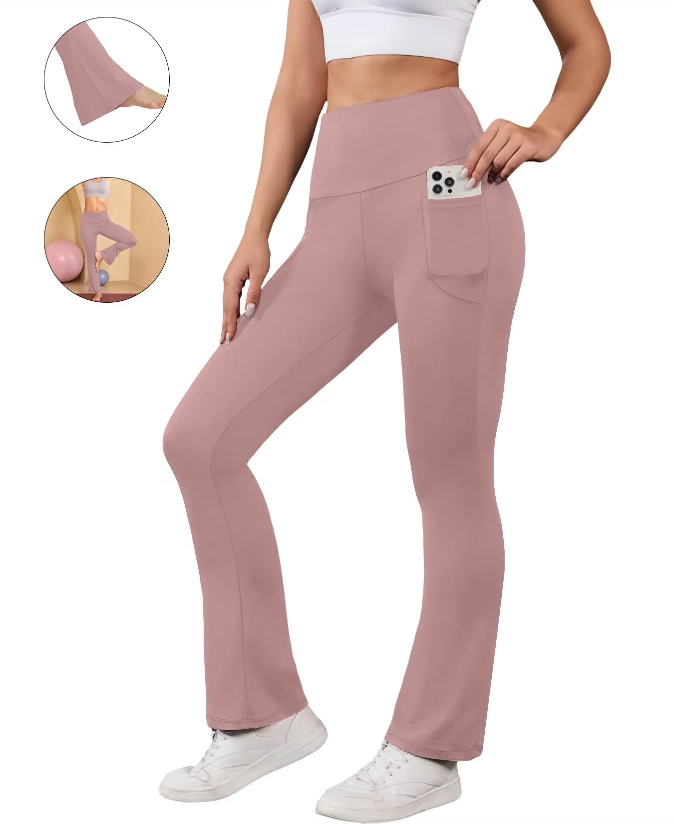 HushGlow SculptFlare™ Pocket Leggings — Bootcut Yoga Pants with Tummy Control