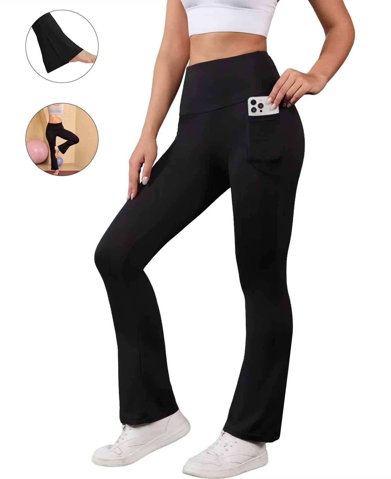 HushGlow SculptFlare™ Pocket Leggings — Bootcut Yoga Pants with Tummy Control