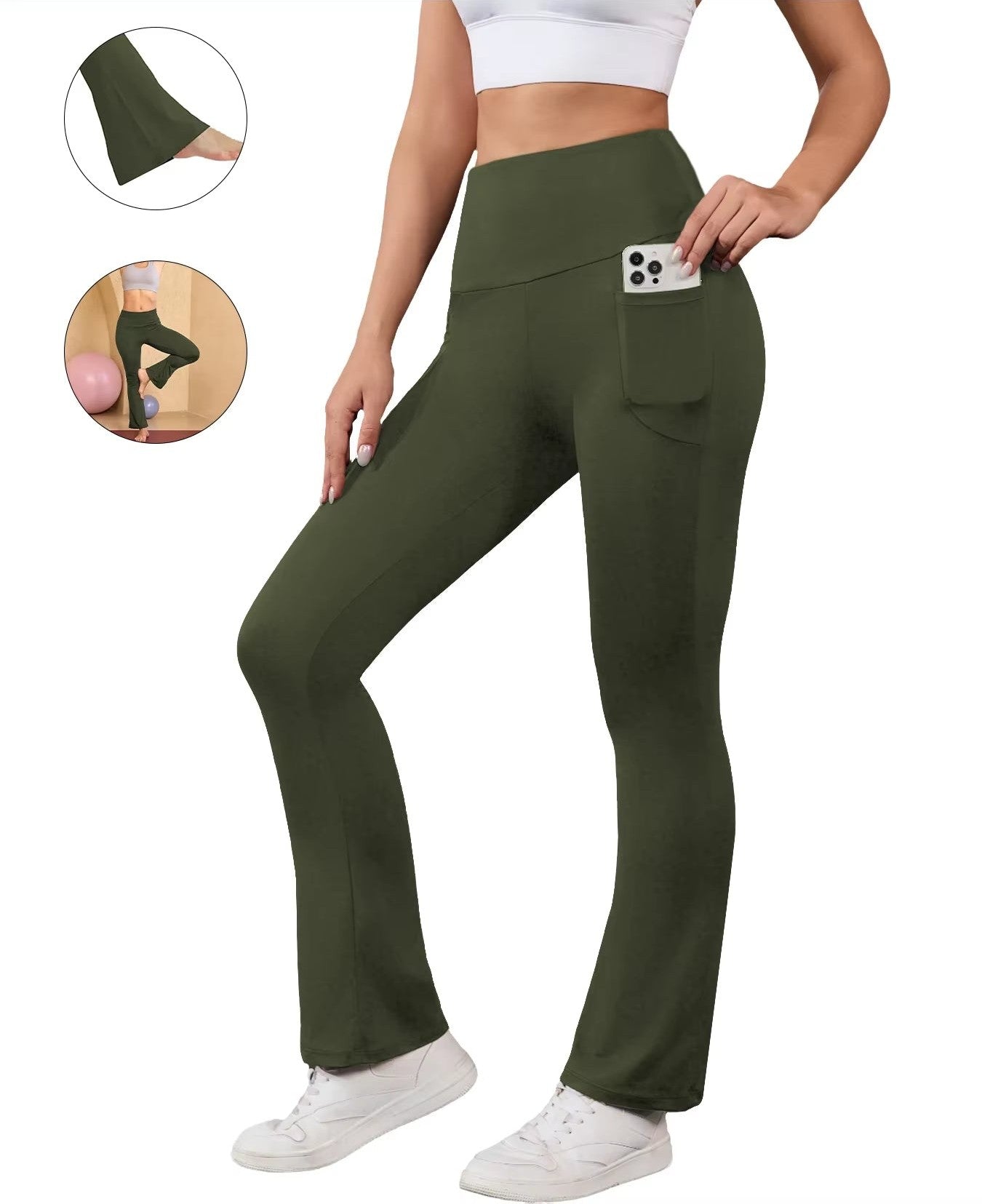 HushGlow SculptFlare™ Pocket Leggings — Bootcut Yoga Pants with Tummy Control